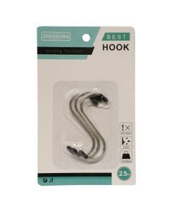 Hook, set of 3 pieces, silver, 7x2.5 cm