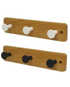 Varëse rrobash shumëfunksionale, 3 grepa, dru/metal, e bardhë/e zezë, 5x22 cm