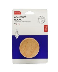 Adesive hook, multifunksional, wood, natural hood, 7.2x4.5 cm