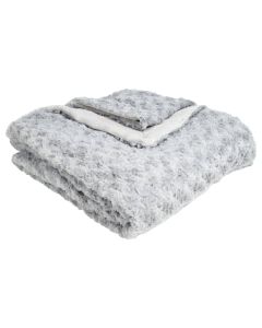 Faux fur blanket, polyester, grey, 120x160 cm