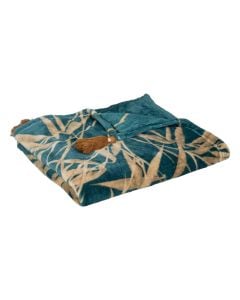 Blanket, polyester, blue/beige, 125x150 cm