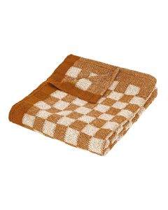 Blanket, cotton, orange/beige, 130x180 cm