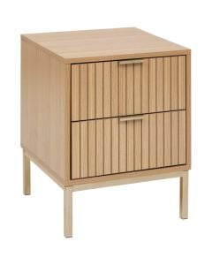 Bedside table with 2 drawers, Tasso, MDF/steel, natural, 40x40xH52.2 cm