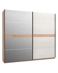 Wardrobe, Modena, oak/glass, natural, 245x62xH217.5 cm