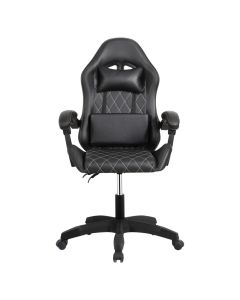 Karrige studimi, tapiceri lëkure sintetike, kornizë druri, bazament najloni 320 mm, rrota najloni, mekanizëm 135 gradë, e zezë, 65x49xH105-115 cm