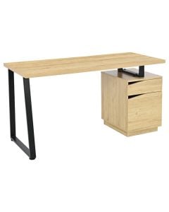Study desk, melamine, metal tube powder coated, oak/black, 140x60xH74 cm