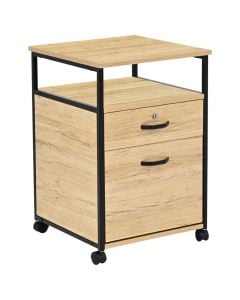 File cabinet, melamine, metal tube powder coated, oak/black, 43x45xH66 cm