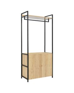 Multifunksional shelf, melamine, metal tube powder coated, oak/black, 80x40xH100 cm