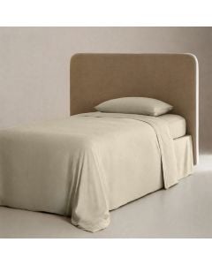 Çarçaf set, tek, 100% poliestër, bezhë e lehtë , 160x240 cm (pa llastik); 90x200+30 cm (me llastik); 50x80+10 cm
