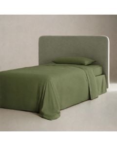 Çarçaf set, tek, 100% poliestër, jeshile e errët, 160x240 cm (pa llastik); 90x200+30 cm (me llastik); 50x80+10 cm