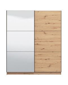 Warderobe, Sierra, MDF and melamine+mirror, artisan oak, 217x62.5xH210 cm