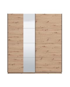 Garderob&euml;, Gard 200 OG, MDF dhe melamin&euml;+pasqyr&euml;, lisi artizanal, 195x61xH217.5 cm