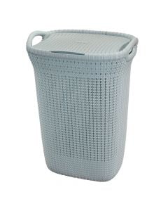 Laundry basket, 57 lt, KNIT, PVC, light blue, 34x45xH61 cm