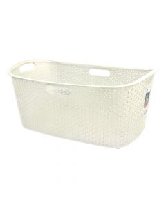 Laundry basket, 47 lt, MY STYLE, PVC, white, 39x60xH27.5 cm