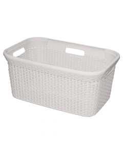 Laundry basket, 45 lt, CURVER RATTAN, PVC, white, 59x38xH28 cm