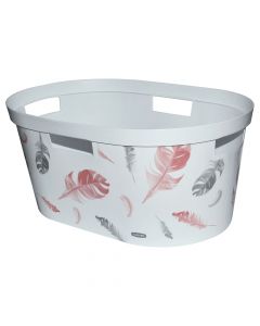 Laundry basket, 39 lt, CURVER INFINITY, PVC, white/grey, 44x60xH35 cm