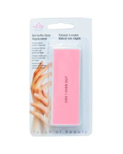 Nail buffer block, with 4 easy steps to smooth, 9x3 cm, pink