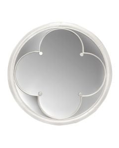 Pasqyrë, kornizë metali, e bardhë, Ø91 cm