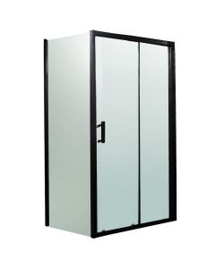 Kabinë dushi, xham 6 mm, profile alumini, e zezë mat, 140x90xH190 cm