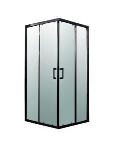 Shower cabine, glass 5 mm, aluminum profile, matt black, 90x90xH185 cm