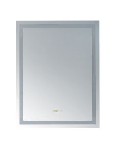 Pasqyrë me ndriçim LED, kornizë alumini, ndezja/fikja me prekje, me orë dhe temperaturë, 60x80 cm