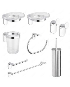 Set of toilet accessories, Zero, chrome steel, with screw, 8 pieces