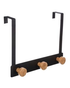 Clothes hanger, metal/wood, black/brown, 25x5x20 cm