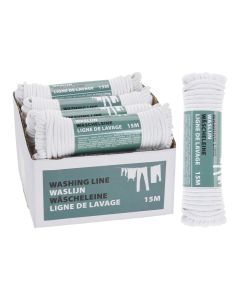 Clothes line, polyester, white, 15 mt