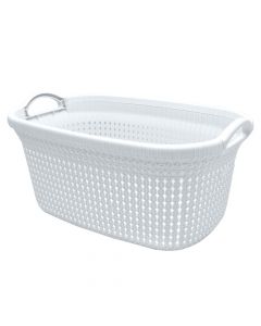 Laundry basket, Knit, 35 lt, plastic, white, 56.2x37.6x26.8 cm