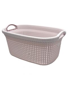 Laundry basket, Knit, 35 lt, plastic, powder pink, 56.2x37.6x26.8 cm