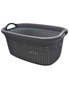 Laundry basket, Knit, 35 lt, plastic, anthracite, 56.2x37.6x26.8 cm
