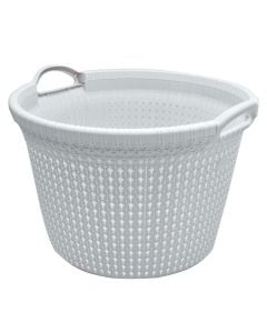 Laundry basket, Knit, 35 lt, round, plastic, white, 48.6x45.2x32.6 cm