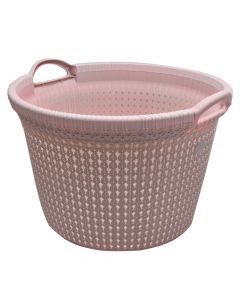 Laundry basket, Knit, 35 lt, round, plastik, powder pink, 48.6x45.2x32.6 cm
