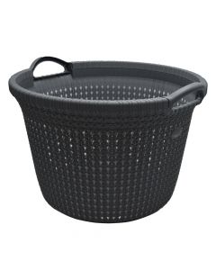 Laundry basket, Knit, 35 lt, round, plastic, anthracite, 48.6x45.2x32.6 cm