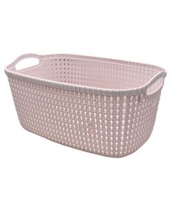 Laundry basket, Knit, 30 lt, plastic, powder pink, 52x32.7x24.5 cm