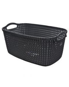 Laundry basket, Knit, 30 lt, plastic, anthracite, 52x32.7x24.5 cm
