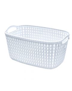 Storage basket, Knit, 6 lt, plastic, white, 29.3x19.8x14.1 cm