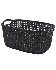 Storage basket, Knit, 10 lt, plastic, anthracite, 35.4x22.8x17.4 cm