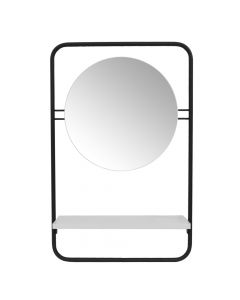 Mirror with shelf, Hagan, coated metal, black, 55x12x55 cm