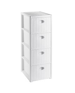 Storage rack, Elegance Slim, with 4 drawers, plastic, white, 30x40xH80 cm