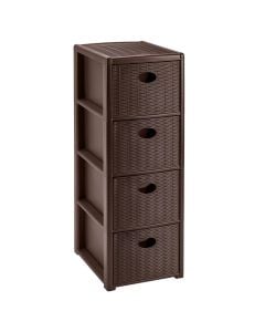 Storage rack, Elegance Slim, with 4 drawers, plastic, moka, 30x40xH80 cm