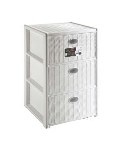 Storage rack, Elegance, with 3 drawers, plastic, white, 40x40xH60 cm