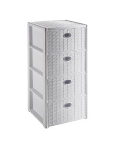 Storage rack, Elegance, with 4 drawers, plastic, white, 40x40xH80 cm