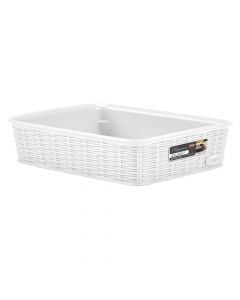 Multifunctional basket, Elegance M, plastic, white, 25x19.5xH6 cm