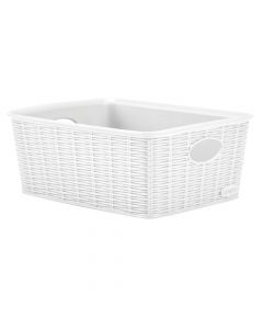 Multifunctional basket, Elegance M High, plastic, white, 25x19.5xH10 cm