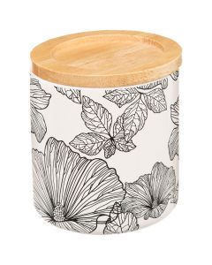 Cotton pot, Blackflora, bamboo/ceramic, colorful, 9.8xH11 cm