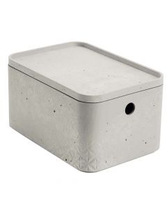 Plastic box with lid, Beton, S, 4lt, 24x17x13 cm