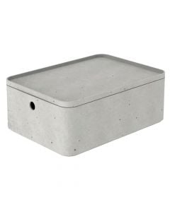 Plastic box with lid, Beton, M, 6.5lt, 34x24x13 cm