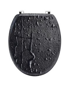 Kapak tualeti, Water drops, mdf/çelik, e zezë, aks 18 cm, 43.5x47 cm