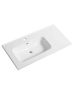 Square basin, porcelain, cabinet mounted, white, 91x46.5xH15.5 cm